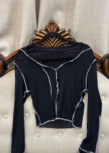 Black Sheer Long Sleeve Top