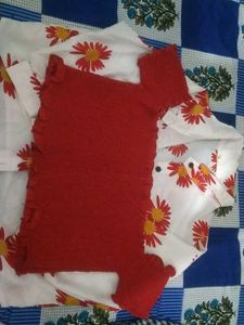 Off Shoulder Crop Top With Shirt