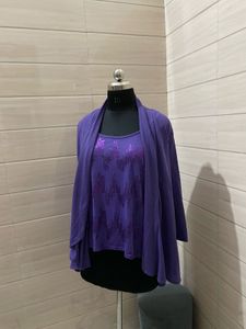 Oversized Purple Top & Cardigan Set