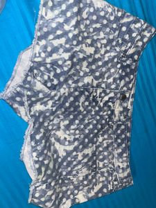 Polka Dot Denim Shorts