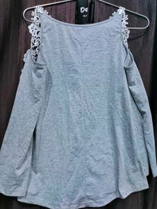 Gray Cold Shoulder Top