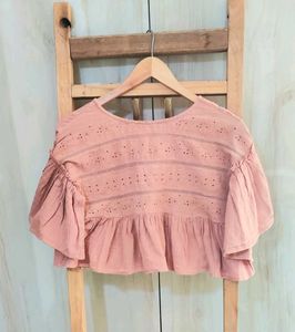Light Brown Embroidery Work Top Size-42