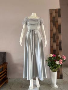 grey satin lux gown