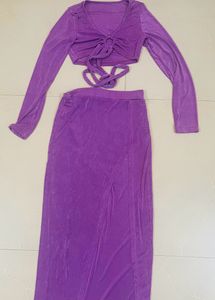 Urbanic Purple Skirt & Crop Top Co Ord Set