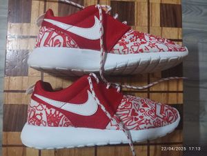 Nike Red and White Doodle Sneakers