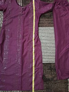 Kurta Pant Set with Net Dupatta (M) 💜