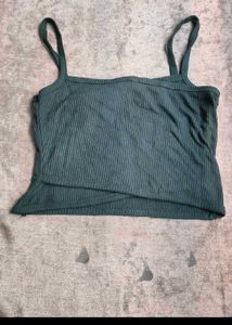Fyk Dark Green Ribbed Tank Top