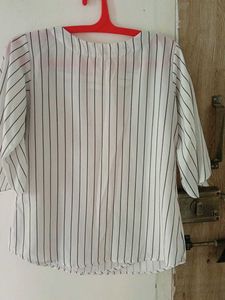 Striped Button Detail Top