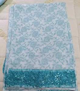Georgette Saree With Net Sequence Work