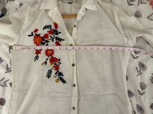Embroidered White Shirt Dress