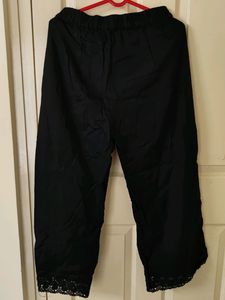 Black Cotton Palazzo/Straight Cut Bottom