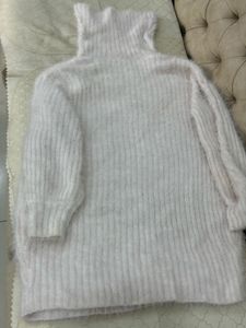 Women High Neck Dress + Woolen Cap