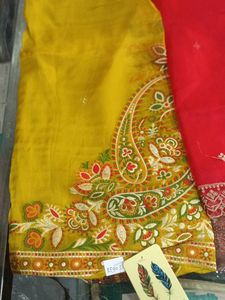 Yellow &amp; Red Dress Material