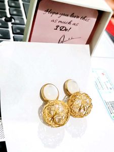 Elegant Gold & Pearl Drop Earrings