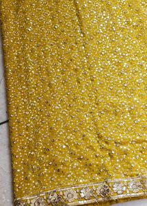 Golden Embellished saree with blouse piece