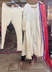 Kalidar Kurta Set With Attached Mul Cotton Inn