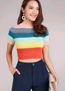 Rainbow Striped Crop Top