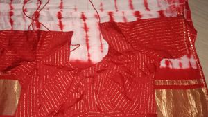 Red White Bangali Type Saree  , Good Quality , Goo