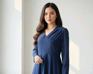 Elegant Navy Blue Midi Dress