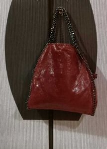 Red Chain Trimmed Shoulder Bag