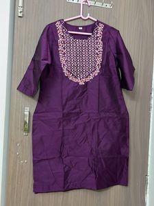 Embroidered Purple Kurta for size L