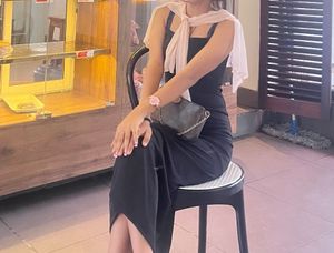 combo black dress and pink mesh top