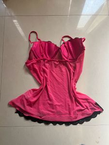 Pink &amp; Black Lace cami