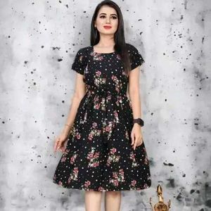 Floral Print Black Dress