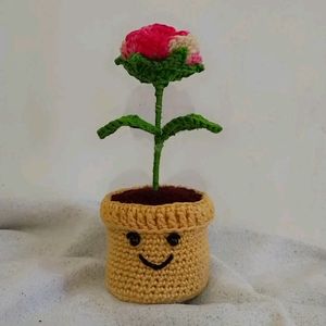 Crochet Rose With Pot