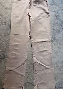 Beige Split Hem Pants