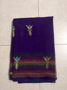 Elegant Purple Embroidered Saree