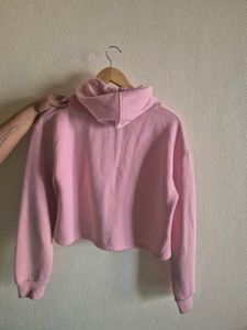 Light Pink Crop Hoodie (Stradivarius)