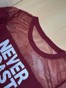 Purple High neck And Netted T Shirt