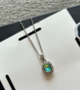 Dainty Turquoise Pendant Necklace – Silver Tone