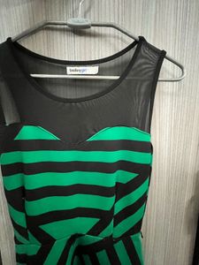 🖤 Stylish Green &amp; Black Party Dress