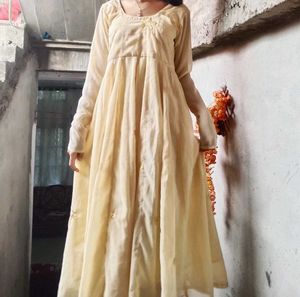 Elegant Cream Embroidered Dress