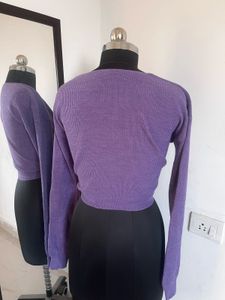 Purple V-Neck Long Sleeve Sweater