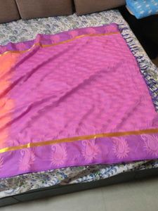 Ethnic Saree In Peach And Purple