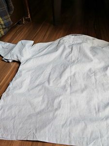 Blue &amp; White Check Office Wear Shirt