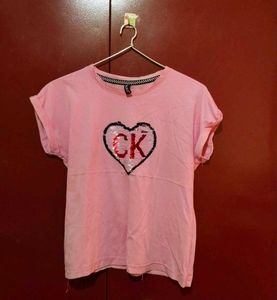 Pink CK Heart Sequin Tee