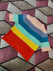 Rainbow Striped Knit Top