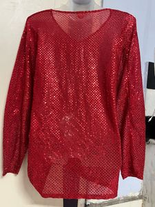 Pintrest Red Glitter Plus Size Top