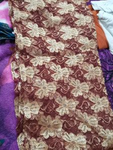 Meroon With Golden Flower Shawl