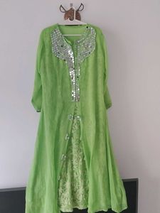Lime Green Embellished Kurta