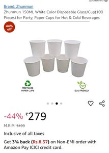 Small White Paper Cup Pack Of 100