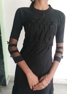 Black Dress with Sheer Sleeves