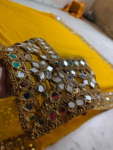Yellow Mirror Work Saree
