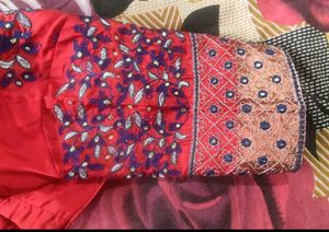 Red Embroidered Handwork Blouse
