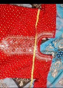 Red Embroidered Kurta Set