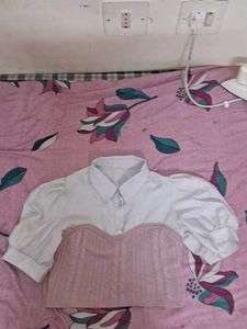 Vintage White Dress &amp; Pink Knit Balaclava